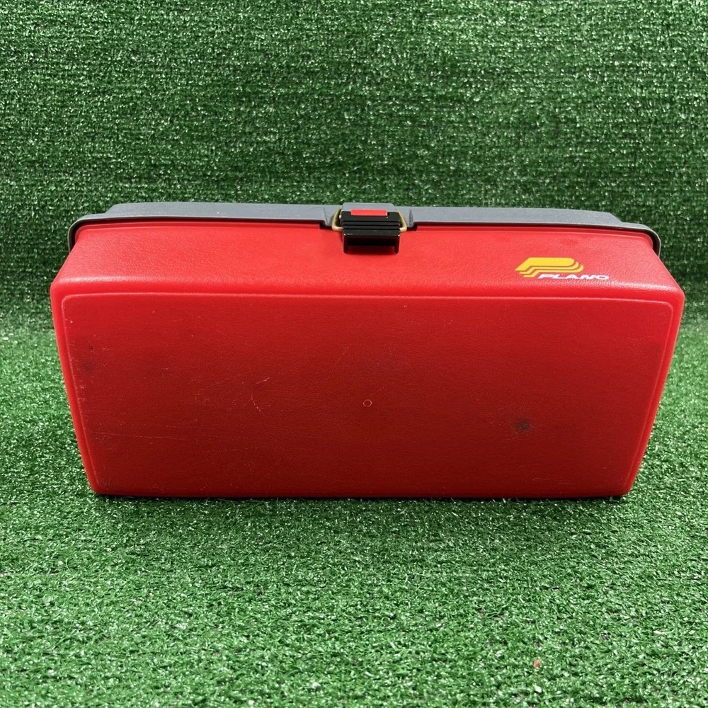 Vintage Plano Fishing Tackle Box #1001 Red Gray‎ One Tray
